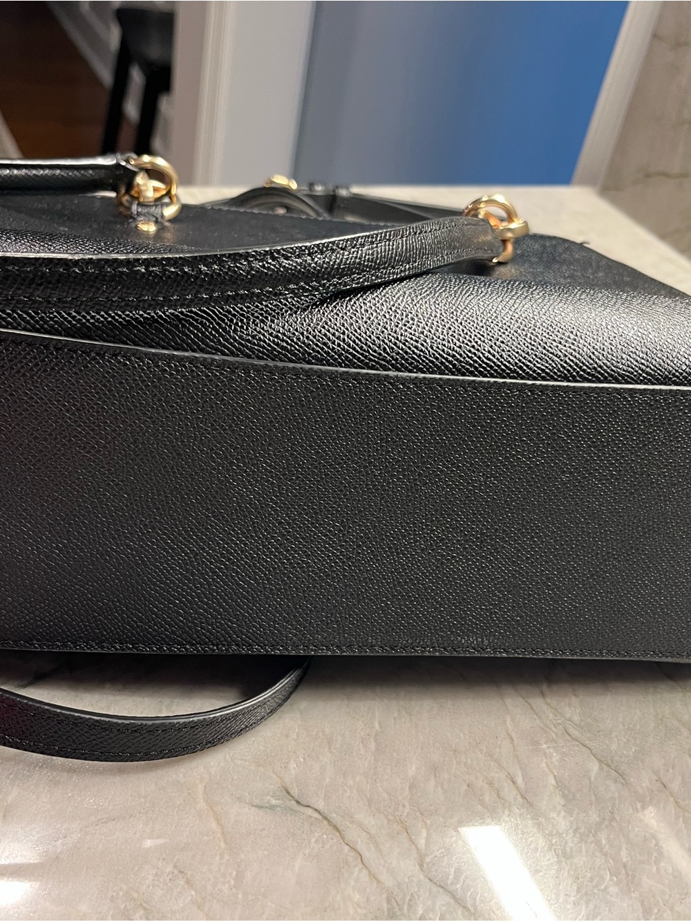Coach Black Leather Satchel with Gold Accents - Picture 3 of 8